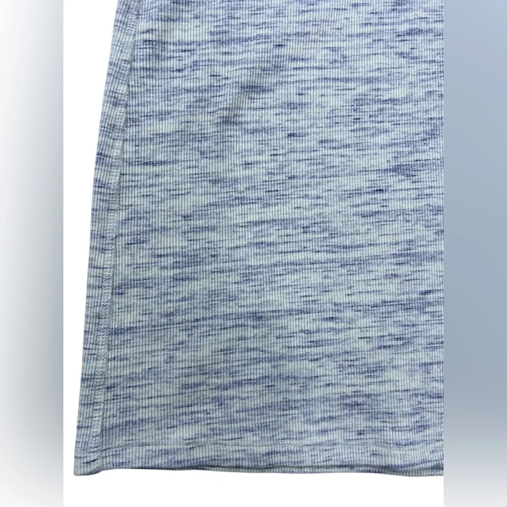 Theory Heathered Blue and Heathered Cream Short Sleeve Mini Dress - Picture 7 of 15